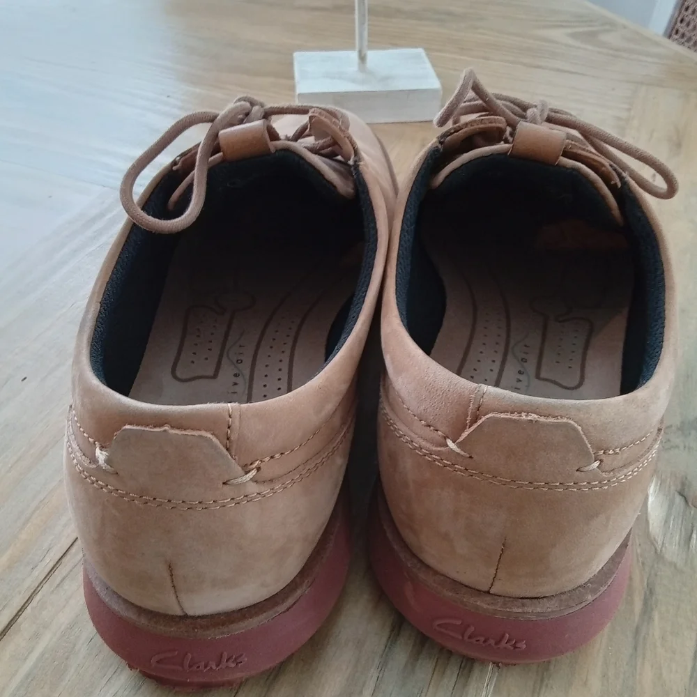 Men's Clarks Clarkdale Derby Tan Leather Shoes Size 9 Active Air Insoles
